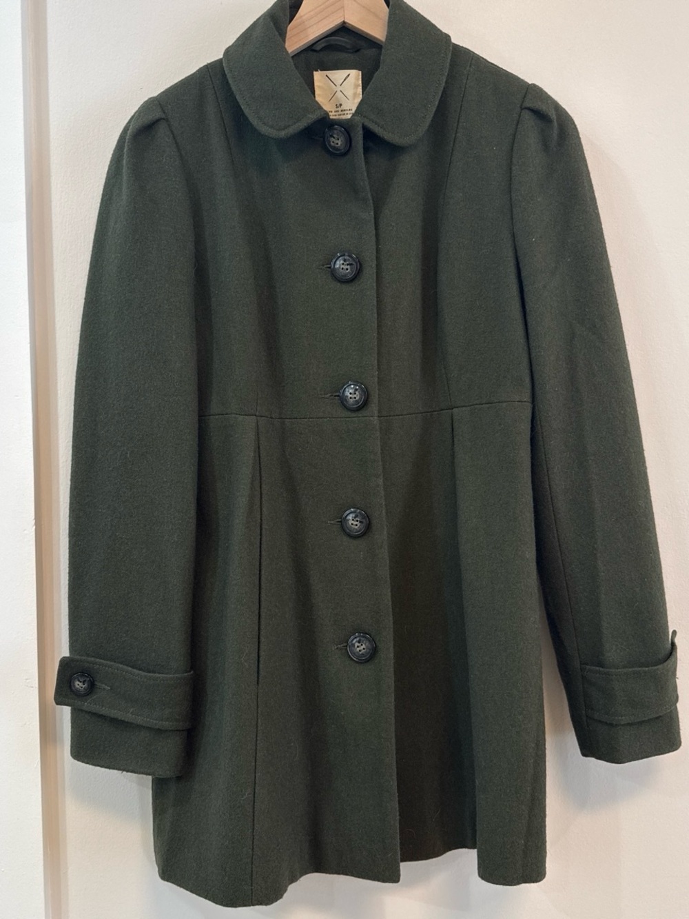 Pins & Needles Forest Green Wool Pea Coat